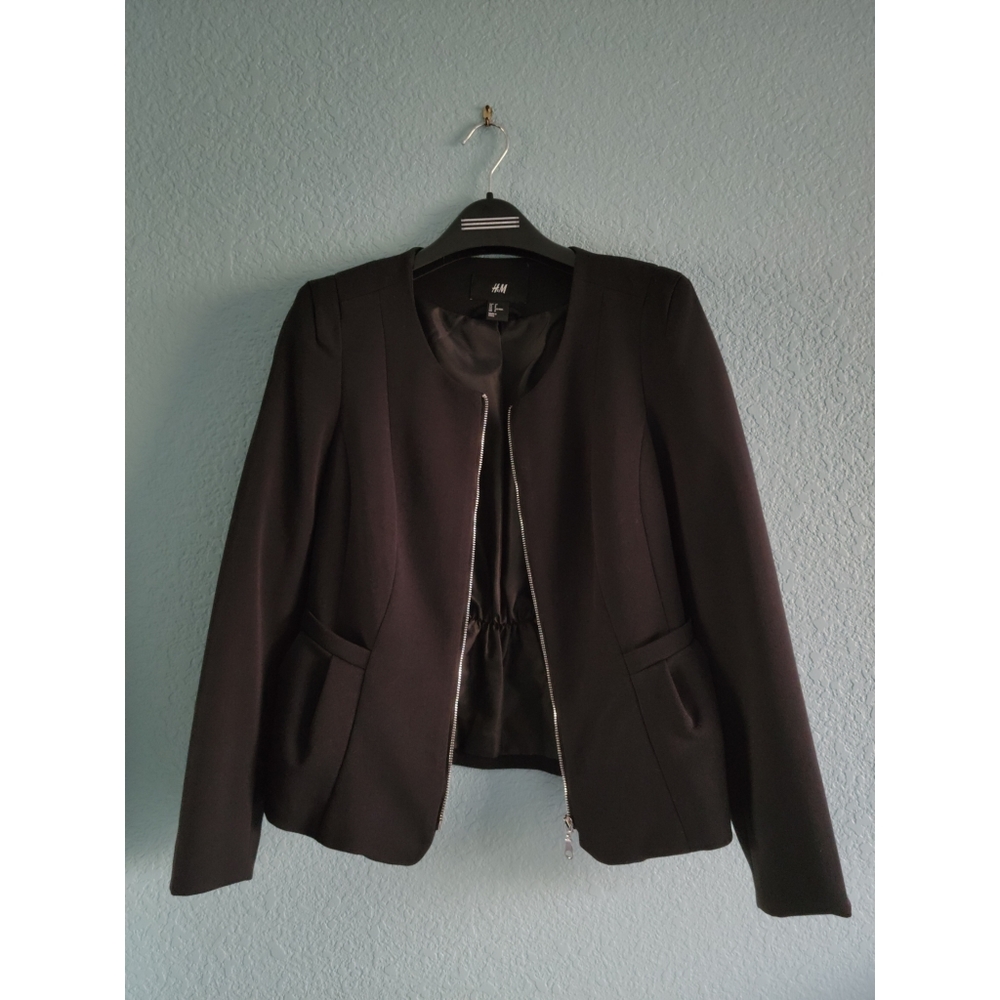 H&M | Zip-Up Collarless Blazer Jacket - Picture 2 of 10